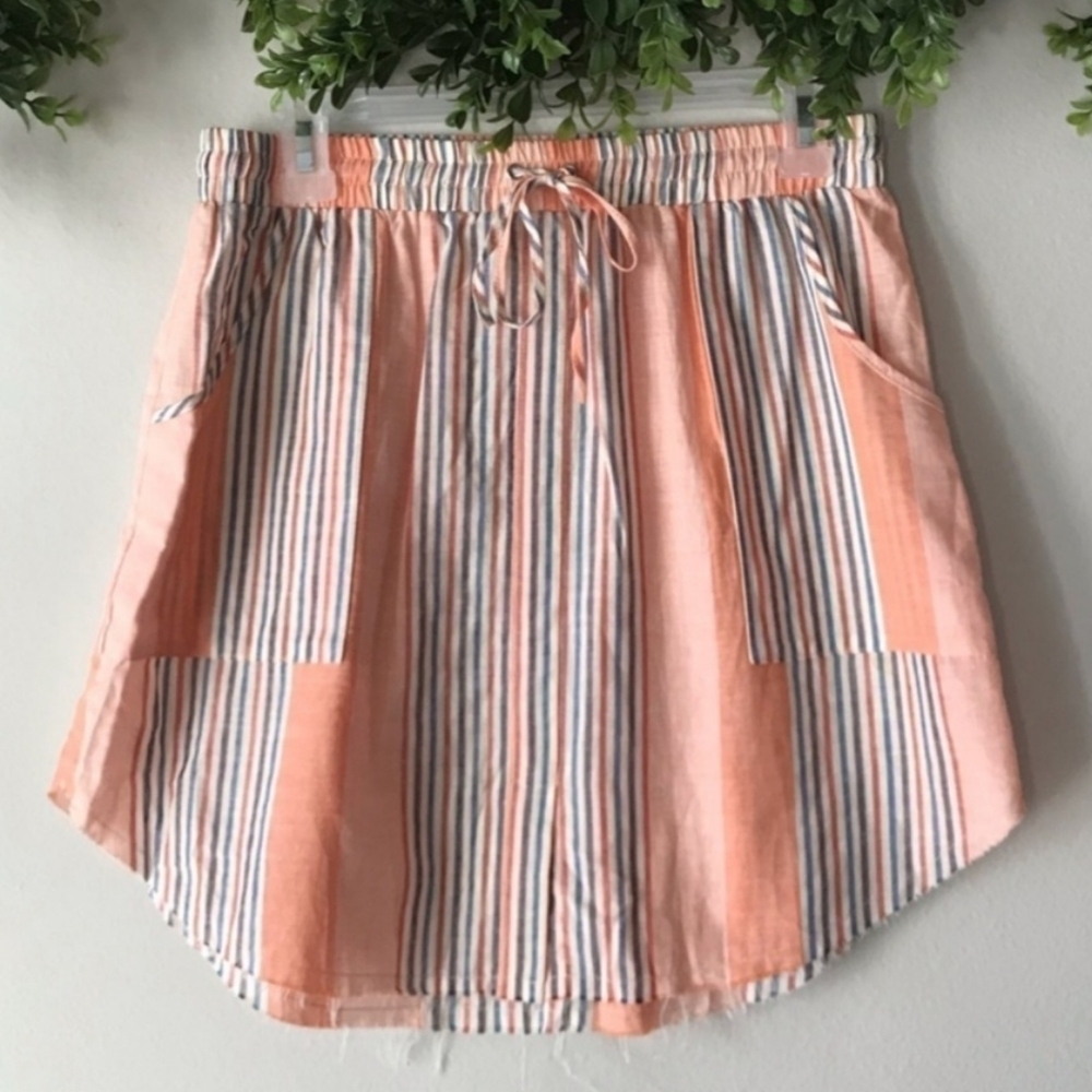 Honey Punch Striped Mini Skirt Stretch Drawstring Waist Women's Small S Pockets